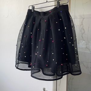 Black skirt with sewn in multi colored beads